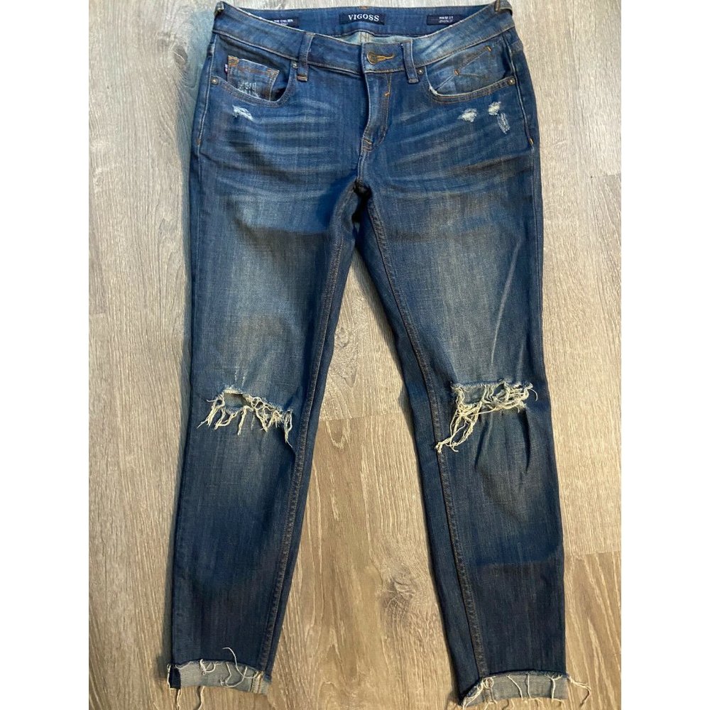 Vigoss jeans 27 chelsea skinny distressed raw hem